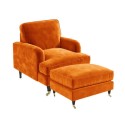 BUN/PAY017/85931 Orange Velvet Armchair and Footstool - Payton