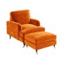 Orange Velvet Armchair and Footstool - Payton