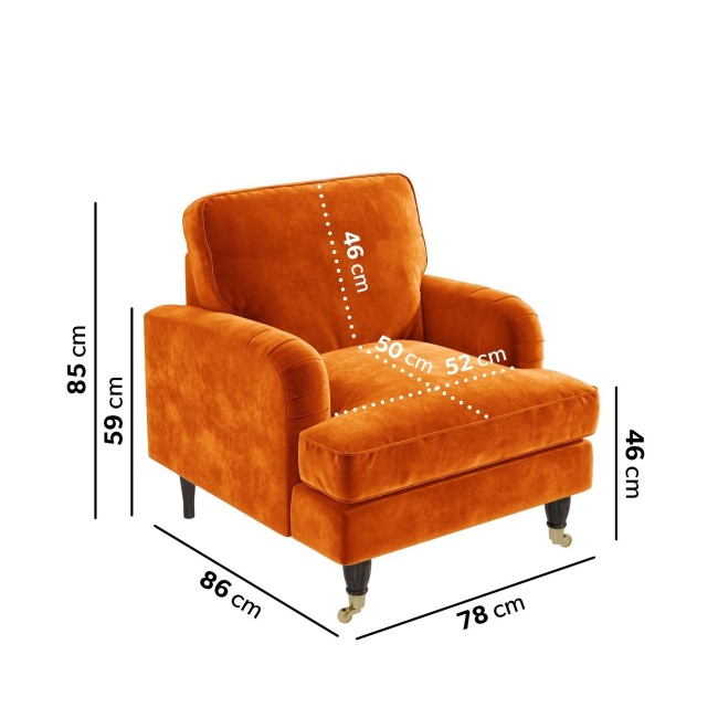 Orange Velvet Armchair and Footstool - Payton