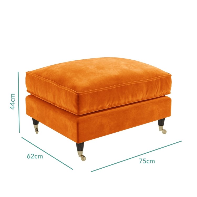 Orange Velvet Armchair and Footstool - Payton