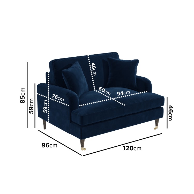 Navy Velvet Love Seat - Payton