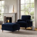 BUN/PAY019/85932 Navy Velvet Armchair and Footstool - Payton