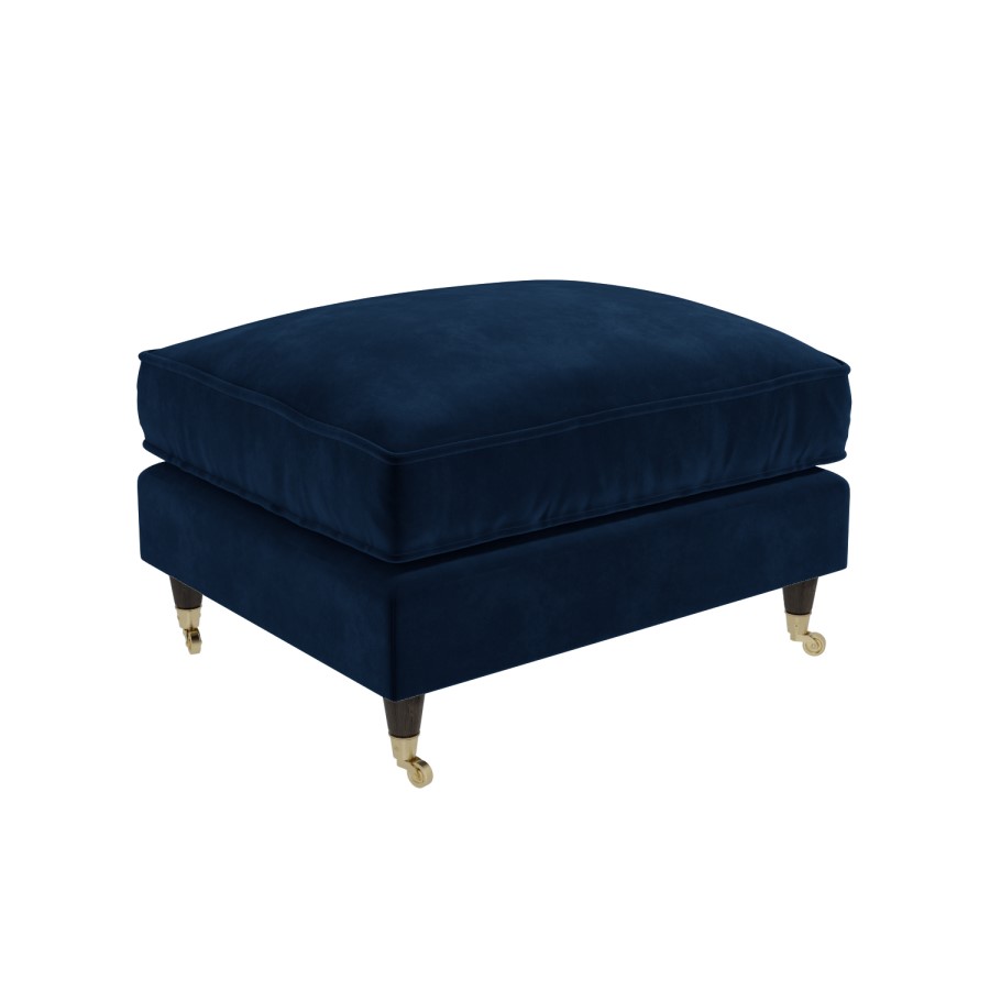 GRADE A1 - Navy Blue Velvet Footstool - Payton