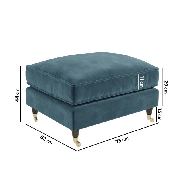 Blue Velvet Love Seat and Footstool - Payton