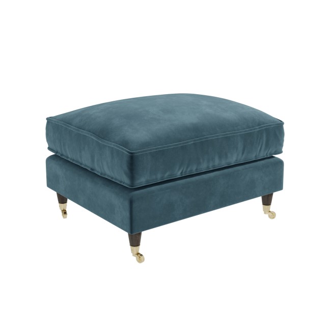 Blue Velvet Love Seat and Footstool - Payton