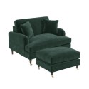 BUN/PAY028/84478 Dark Green Velvet Love Seat and Footstool - Payton