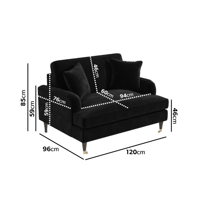 Black Velvet Love Seat and Footstool- Payton