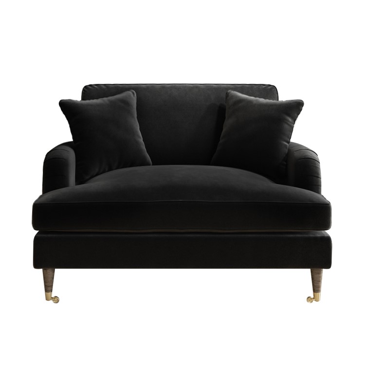 Black Velvet Love Seat - Payton