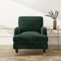 Dark Green Velvet Armchair and Footstool - Payton