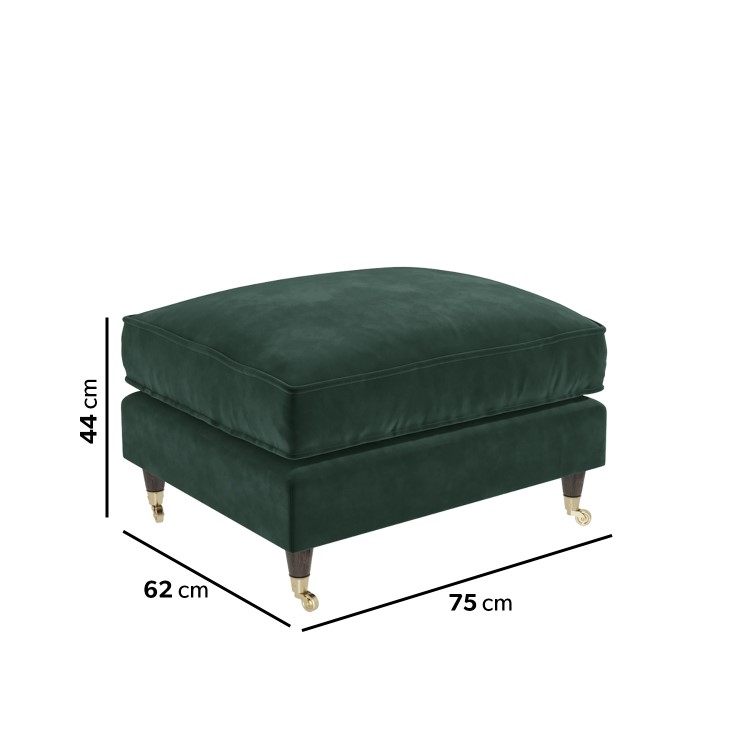 Dark Green Velvet Armchair and Footstool - Payton