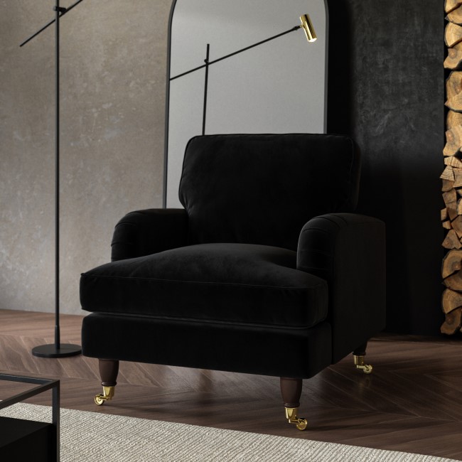 ALMOST PERFECT - Black Velvet Armchair - Payton