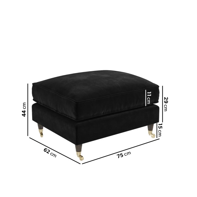 ALMOST PERFECT - Large Black Velvet Footstool - Payton