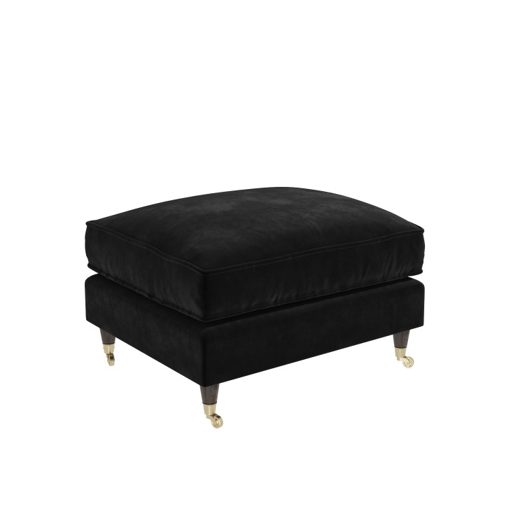 Large Black Velvet Footstool - Payton