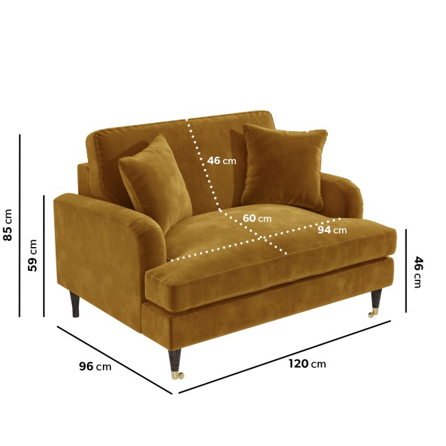 Mustard Velvet Loveseat and Footstool Set - Payton