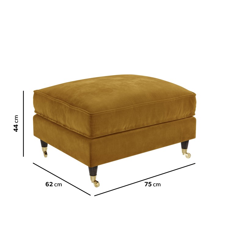 Mustard Velvet Loveseat and Footstool Set - Payton