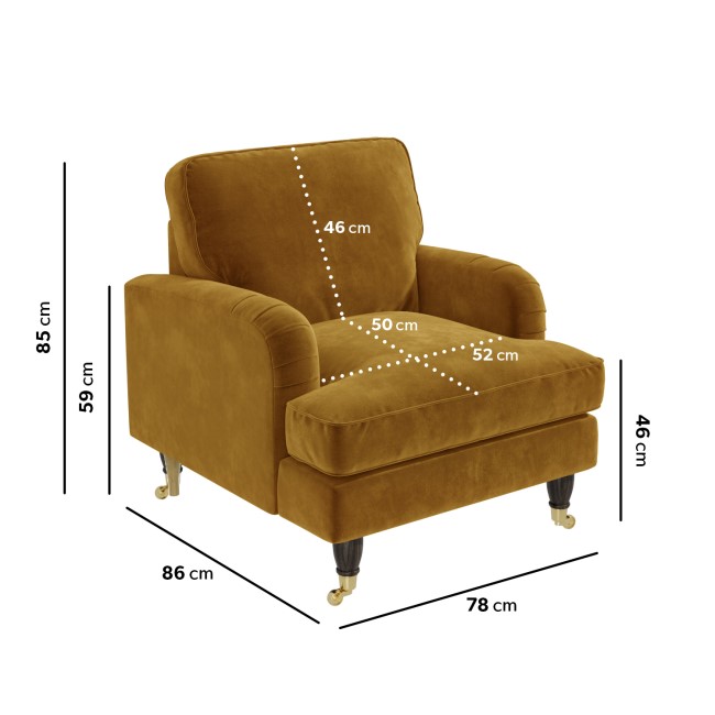 Mustard Velvet Armchair and Footstool Set - Payton