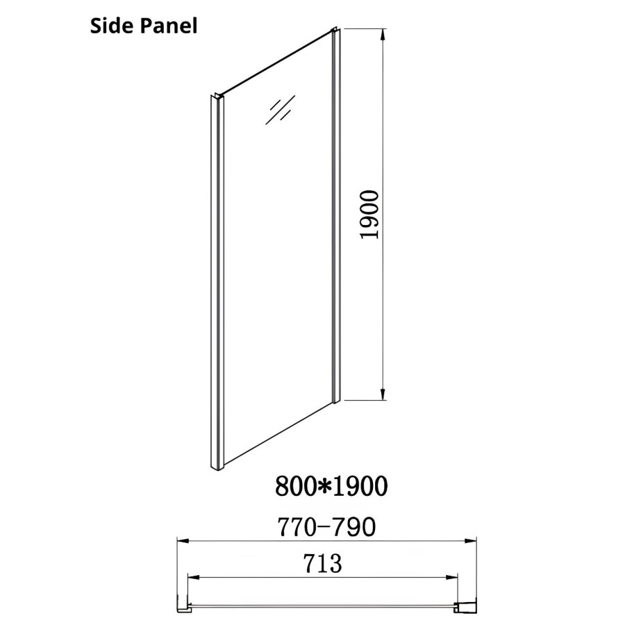 1200 x 800mm Chrome Rectangular Sliding Door Shower Enclosure with Side Panel Suite with Toilet and Basin - Carina