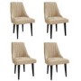 Set of 4 Beige Velvet Ribbed Dining Chairs - Penelope