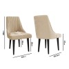 Set of 4 Beige Velvet Ribbed Dining Chairs - Penelope