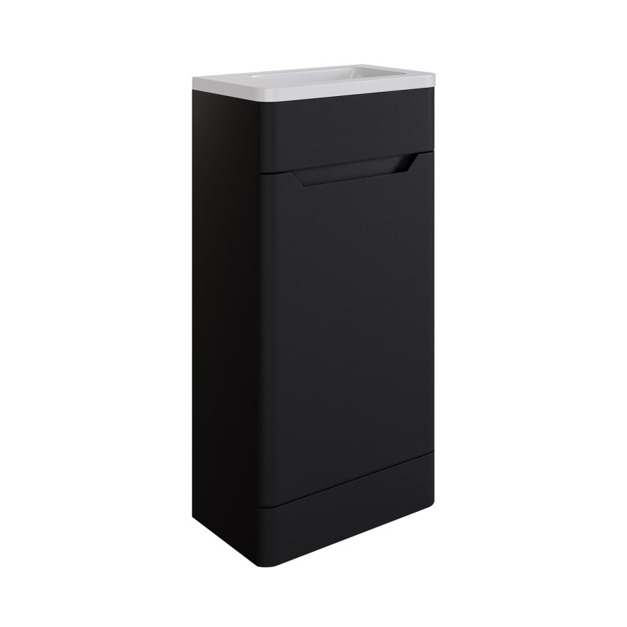 400mm Black Freestanding Cloakroom Right Hand Vanity Unit with Basin - Pendle
