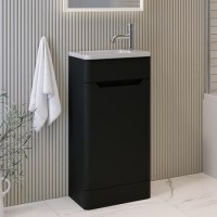 400mm Black Freestanding Cloakroom Left Hand Vanity Unit with Basin - Pendle
