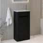 400mm Black Freestanding Cloakroom Left Hand Vanity Unit with Basin - Pendle