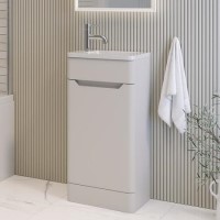400mm Beige Freestanding Cloakroom Right Hand Vanity Unit with Basin - Pendle