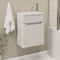 400mm Beige Wall Hung Cloakroom Left Hand Vanity Unit with Basin - Pendle