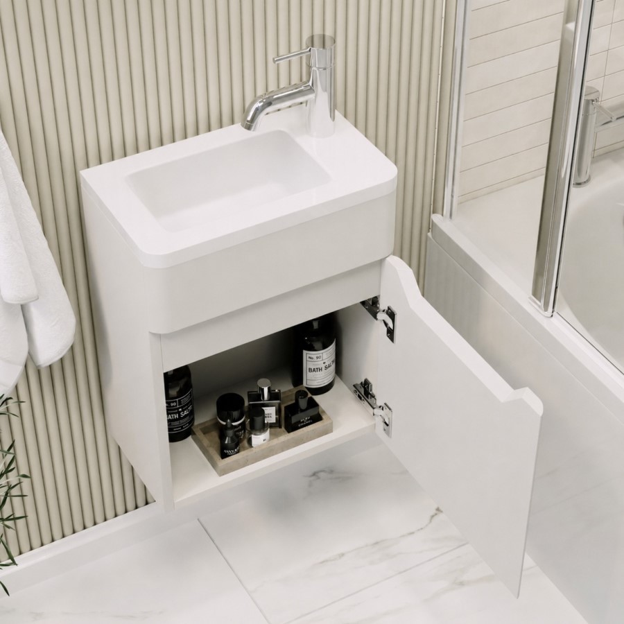 400mm Beige Wall Hung Cloakroom Left Hand Vanity Unit with Basin - Pendle
