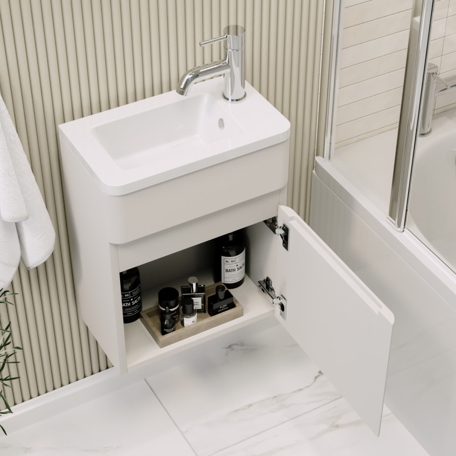 410mm Beige Wall Hung Cloakroom Vanity Unit with Basin - Pendle