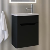 400mm Black Wall Hung Cloakroom Left Hand Vanity Unit with Basin - Pendle