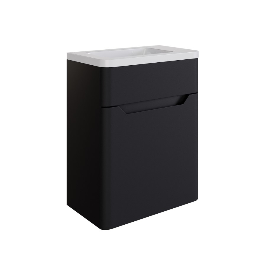 400mm Black Wall Hung Cloakroom Left Hand Vanity Unit with Basin - Pendle