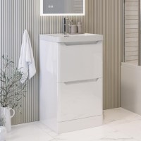 500mm White Freestanding Vanity Unit with Basin - Pendle