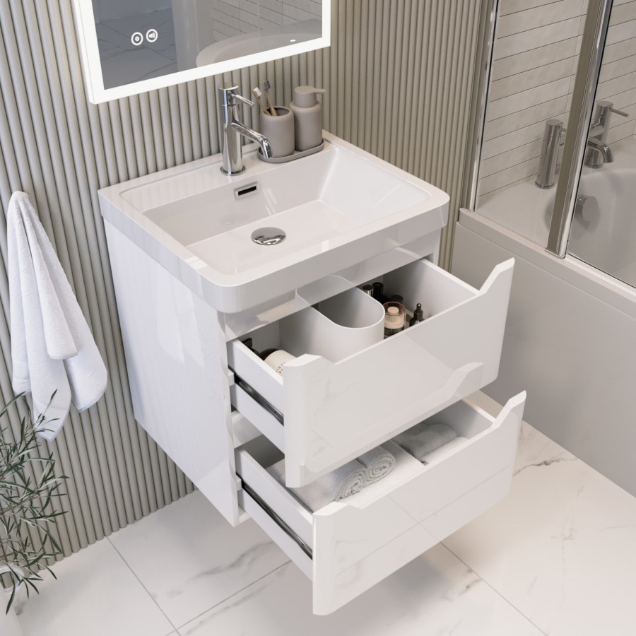 500mm White Wall Hung Vanity Unit with Basin - Pendle