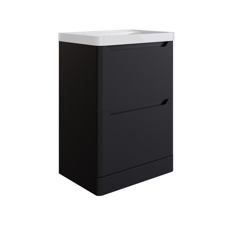 600mm Black Freestanding Vanity Unit with Basin - Pendle