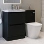 1100mm Black Toilet and Sink Unit with Round Toilet - Pendle