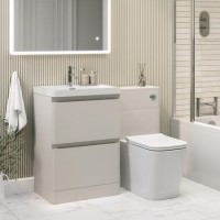 1100mm Beige Toilet and Sink Unit with Square Toilet - Pendle