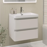 600mm Beige Wall Hung Vanity Unit with Basin - Pendle