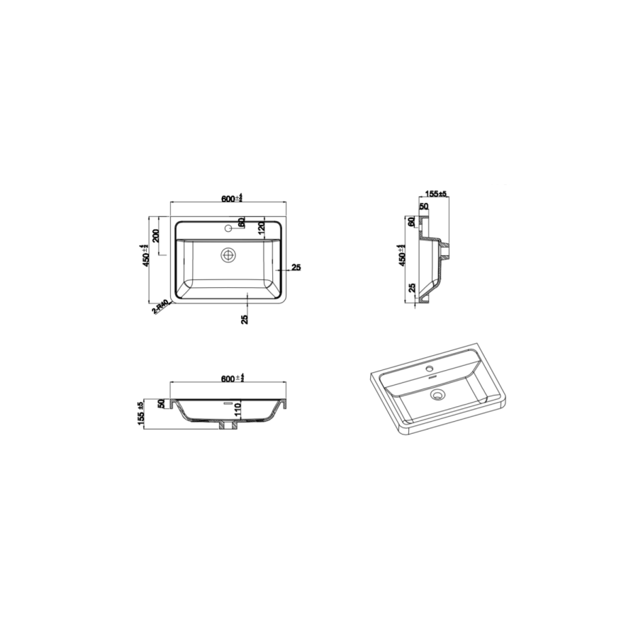 600mm Beige Wall Hung Vanity Unit with Basin - Pendle