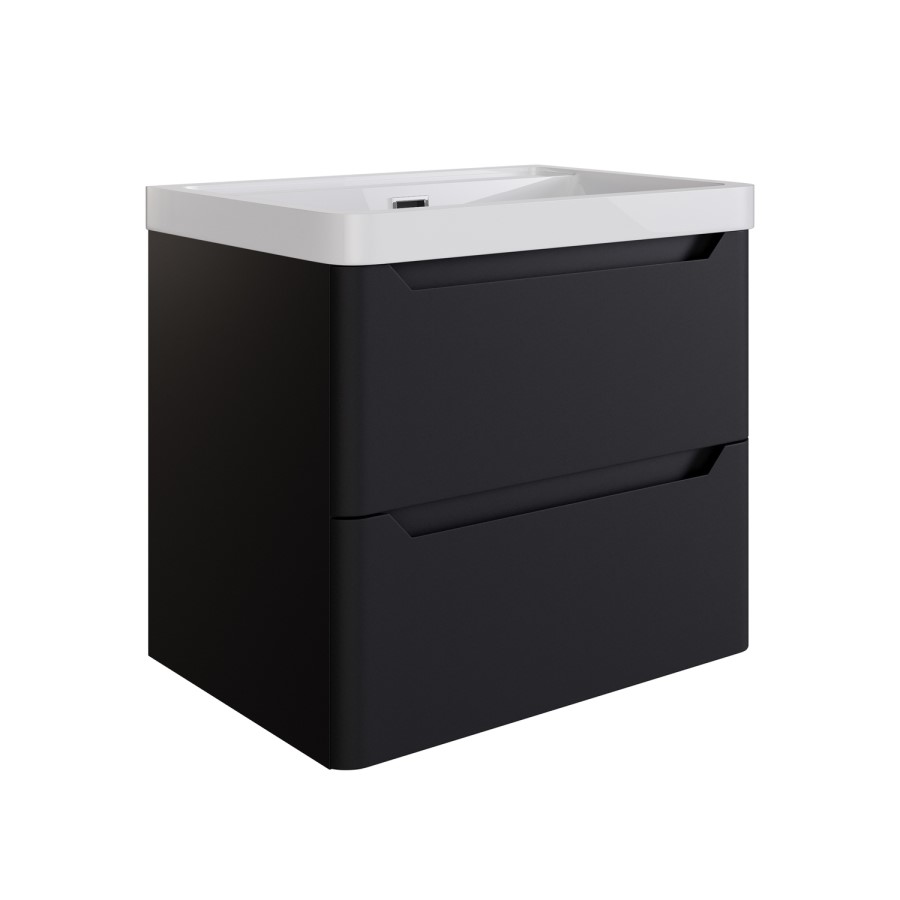 600mm Black Wall Hung Vanity Unit with Basin - Pendle