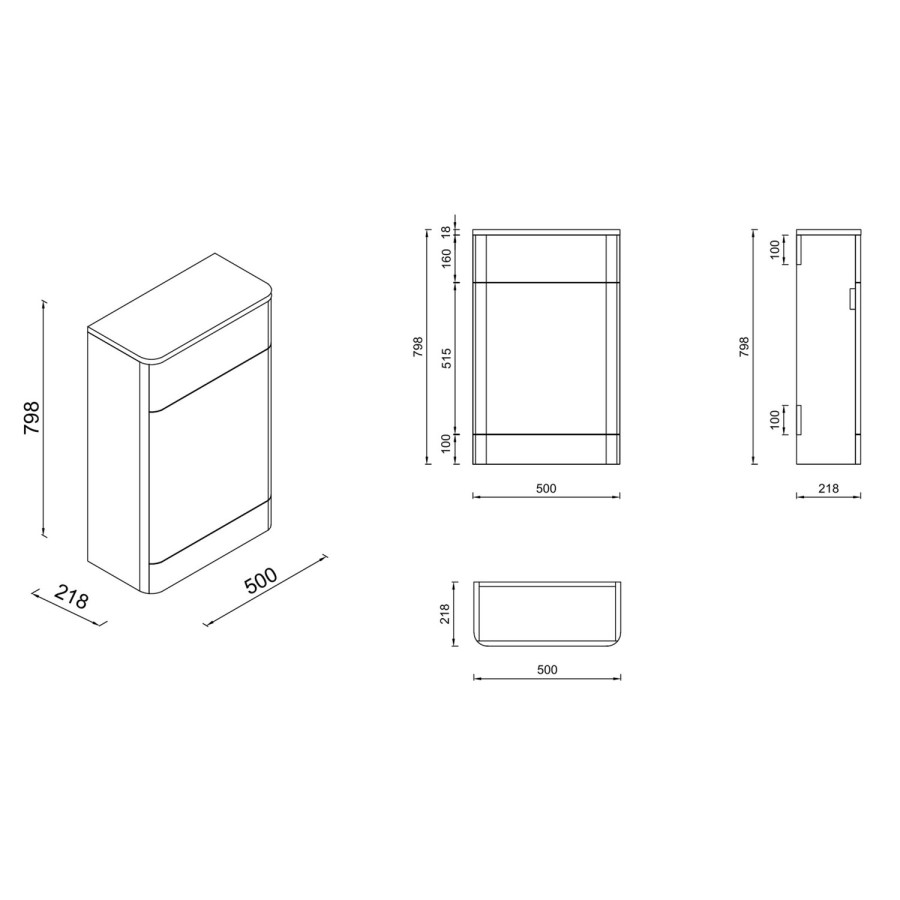 1100mm White Toilet and Sink Unit with Round Toilet - Pendle
