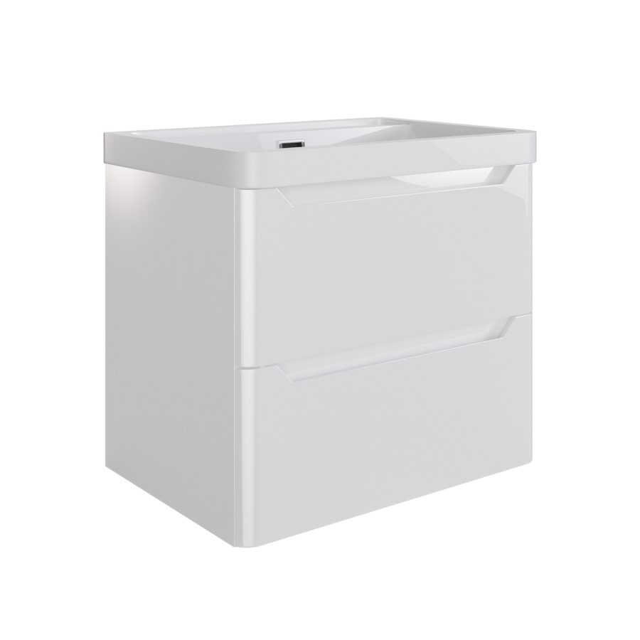 600mm White Wall Hung Vanity Unit with Basin - Pendle
