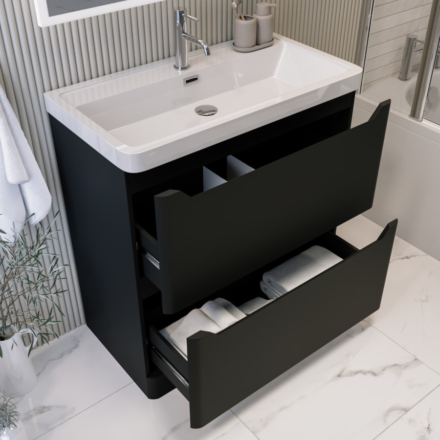 800mm Black Freestanding Vanity Unit with Basin - Pendle