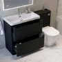 1300mm Black Toilet and Sink Unit with Round Toilet - Pendle