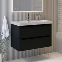 800mm Black Wall Hung Vanity Unit with Basin - Pendle