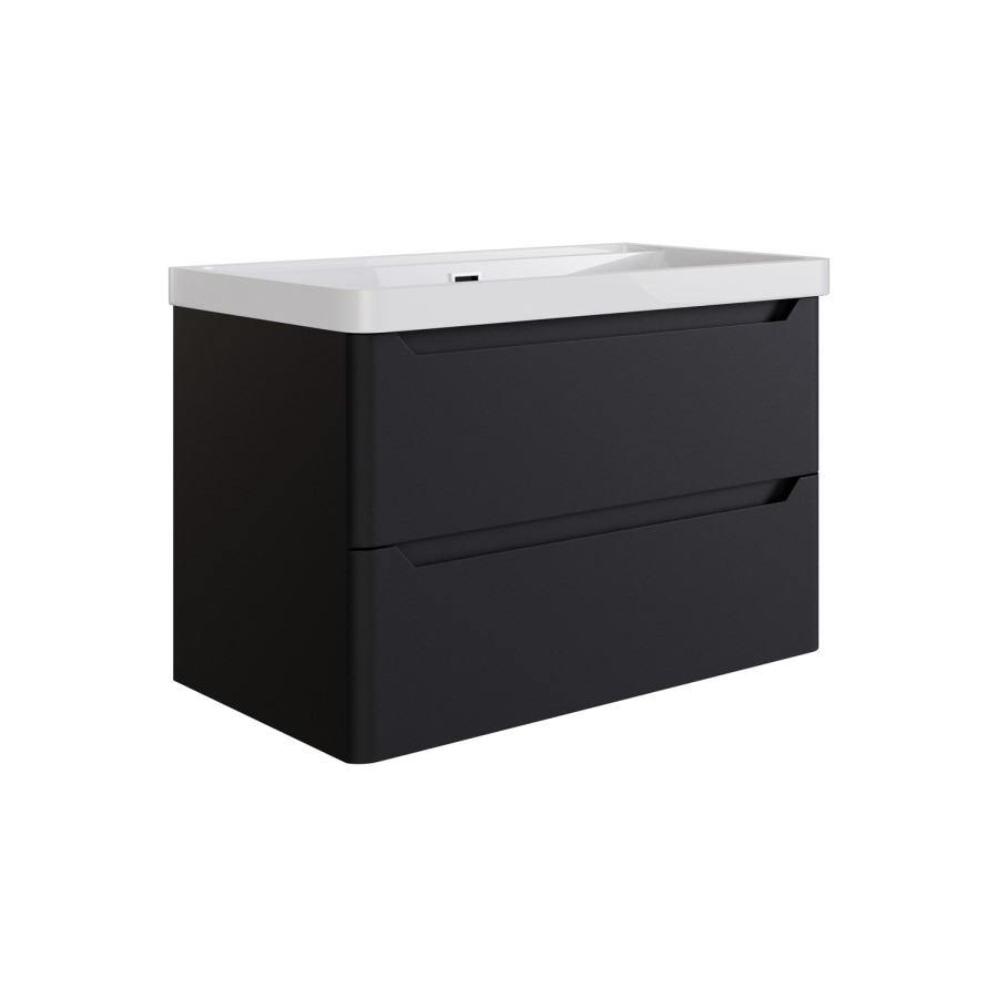 800mm Black Wall Hung Vanity Unit with Basin - Pendle