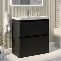 800mm Black Freestanding Vanity Unit with Basin – Pendle