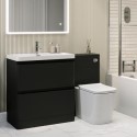 BUN/PEN800BFS/98297 1300mm Black Toilet and Sink Unit with Square Toilet - Pendle