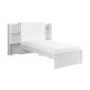 Single White Wooden Bed Frame with Storage Shelf Headboard - Pery