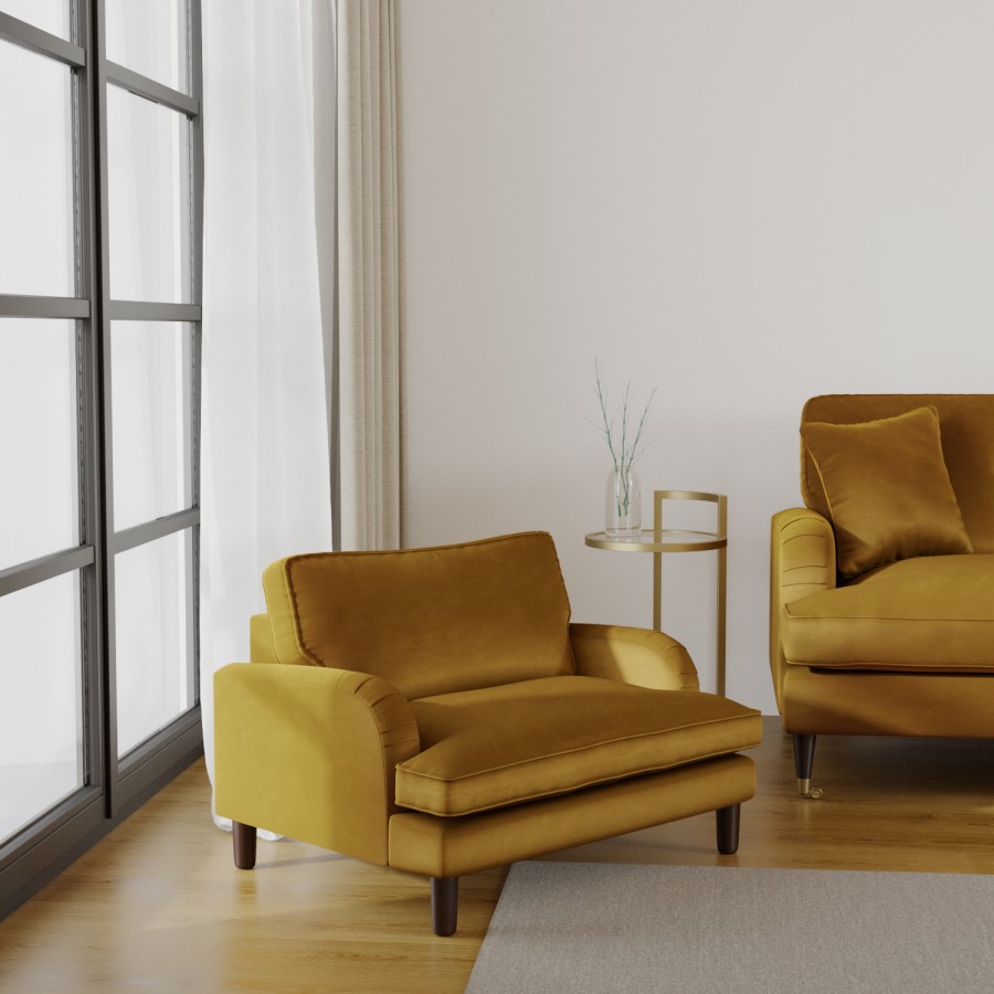Payton Mustard Yellow Velvet Pet Sofa - Suitable for Dogs & Cats